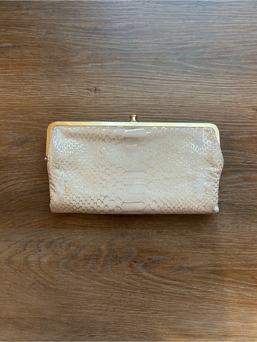 Excellent condition Hobo Metallic Snake Print Leather Frame Wallet